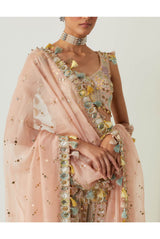ROSE PINK EMBROIDERED CHOLI AND SHARARA WITH EMBROIDERED DUPATTA