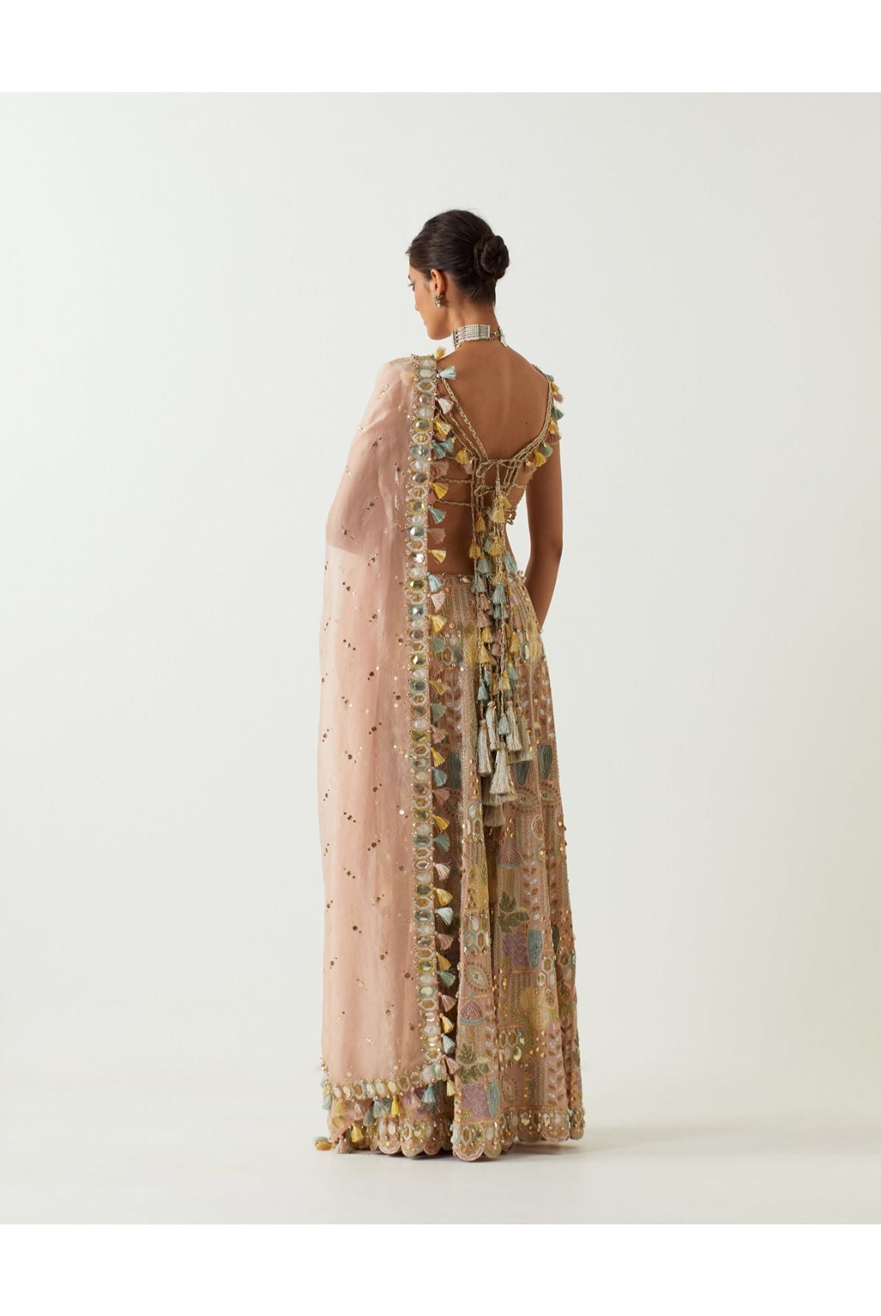ROSE PINK EMBROIDERED CHOLI AND SHARARA WITH EMBROIDERED DUPATTA