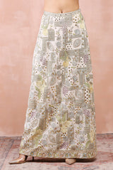 OFF WHITE APPLIQUE EMBROIDERED CHOLI AND SKIRT