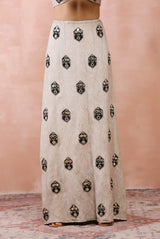 DULL GOLD EMBROIDERED CHOLI AND SKIRT WITH APPLIQUE AND ZARDOSI WORK