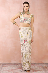 Stone choli and fitted skirt with safari embroidery