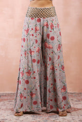 Grey Gulbagh Print Embroidered Choli With Sharara And Dupatta