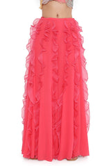 Hot Pink Embroidered Choli With Ruffled Sharara