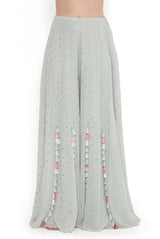 Sea Foam Embroidered Back Tie-Up Choli With Sharara