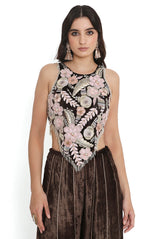 Brown Embroidered Choli With Sharara