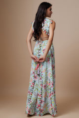 Lavender Printed Lifted Choli With Printed Sharara