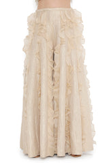 Off White Georgette Embroidered Choli And Gold Tissue Frill Sharara