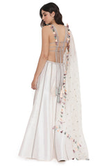 Ivory Embroidered Dupion Silk Choli With Embroidered Sharara