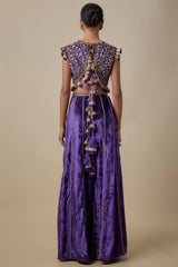 Purple Embroidered Choli With Embroidered Sharara Pant