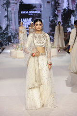 Shakira Off White Embroidered High Low Choli With Sharara And Dupatta