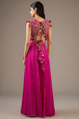 Hot Pink Embroidered Choli With Hot Pink Sharara.