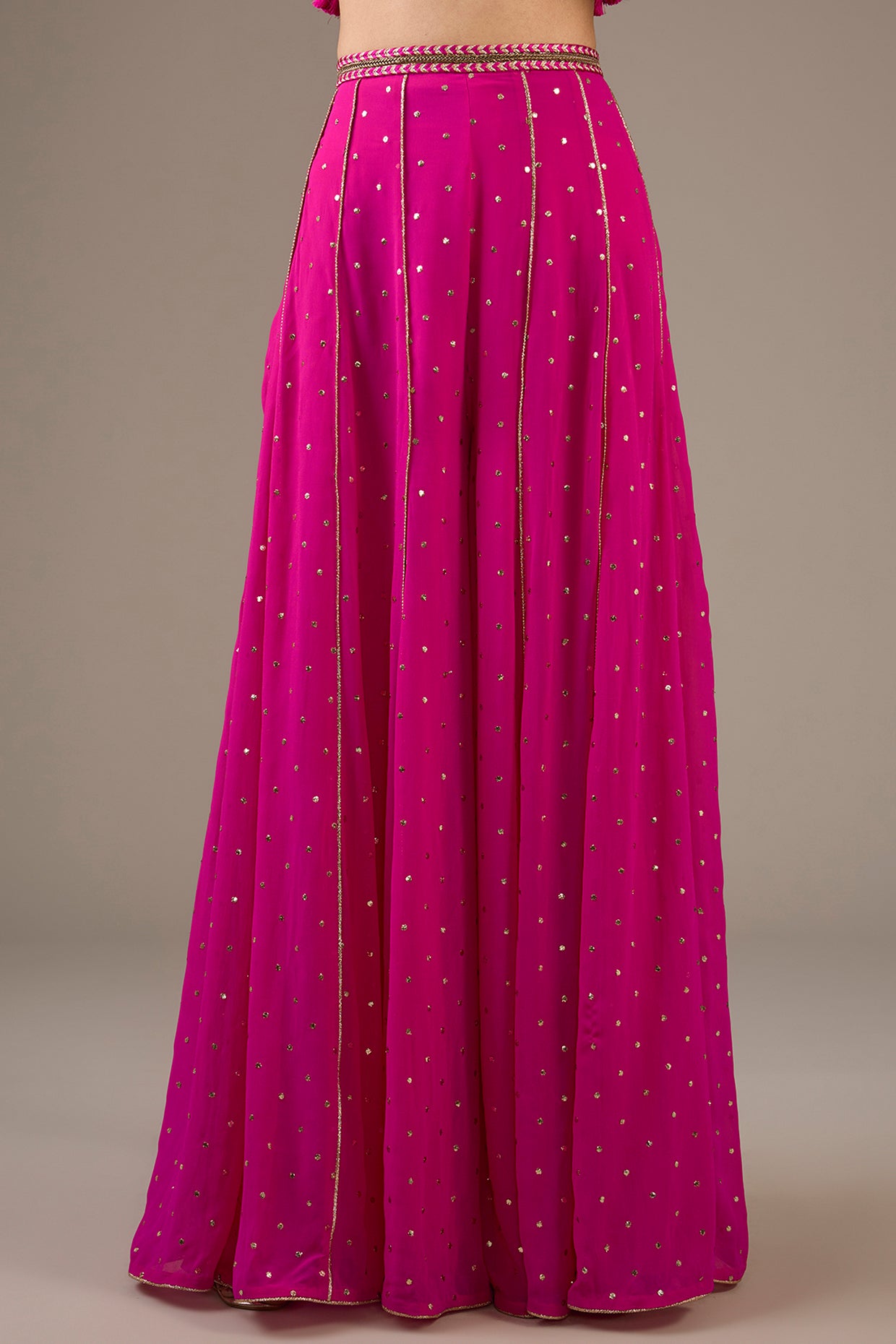 Hot Pink Embroidered Choli With Hot Pink Sharara.