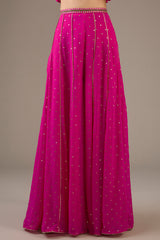 Hot Pink Embroidered Choli With Hot Pink Sharara.