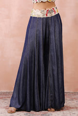 Stone safari embroidered jacket with bustier and sharara with embroidered belt