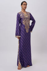 Purple Dola Silk Embroidered Kaftan.