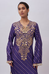 Purple Dola Silk Embroidered Kaftan.
