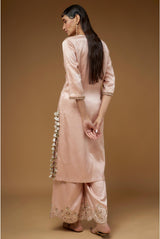 ROSE PINK EMBRIODERED KURTA & PANT WITH DUPATTA