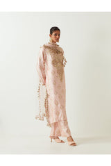 ROSE PINK EMBROIDRED YOKE KURTA AND PANT WITH DUPATTA