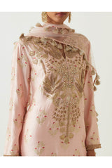 ROSE PINK EMBROIDRED YOKE KURTA AND PANT WITH DUPATTA