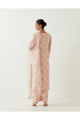 ROSE PINK EMBROIDRED YOKE KURTA AND PANT WITH DUPATTA