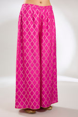 Hot Pink Embroidered Kurta With Pant And Embroidered Dupatta
