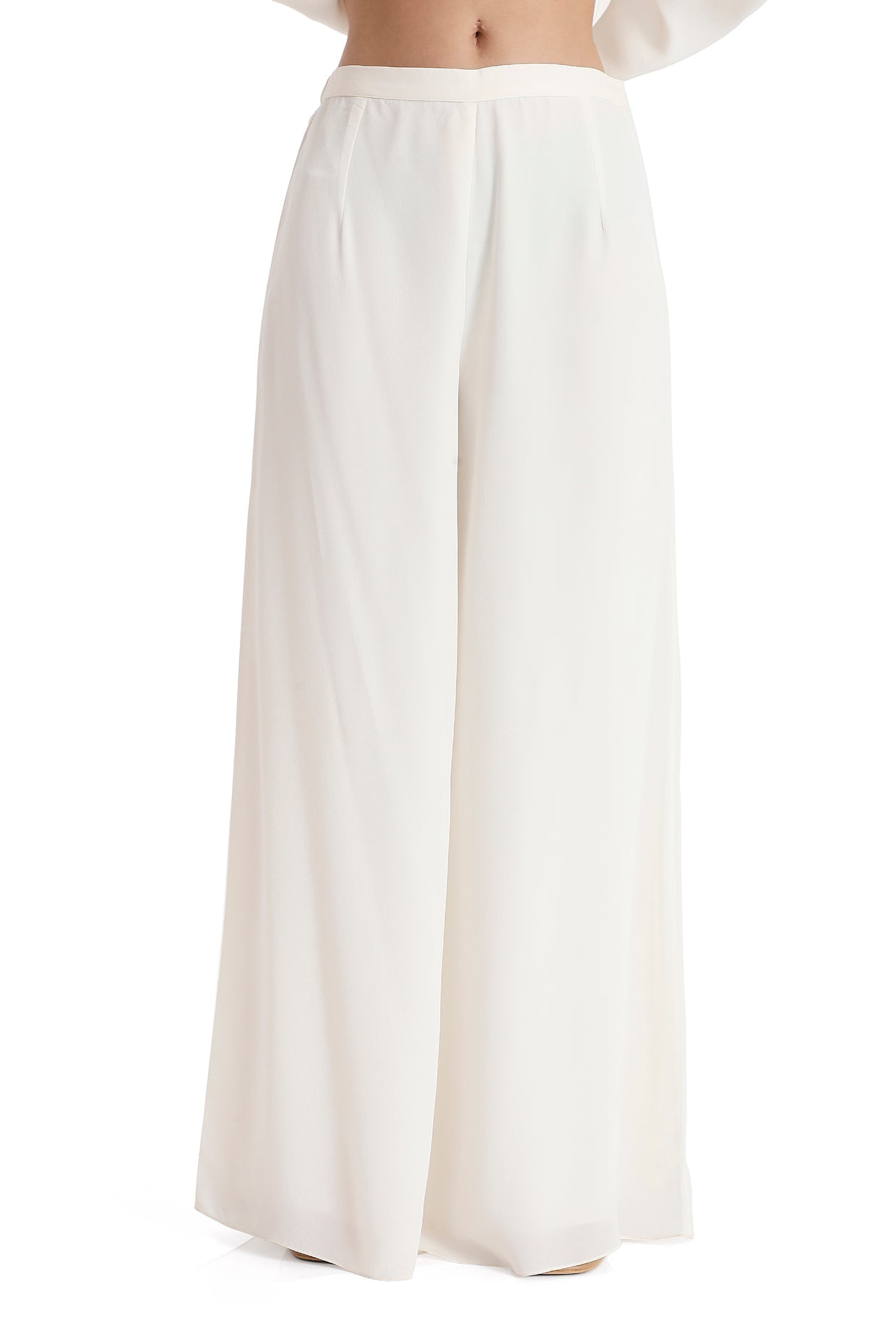 Ivory Embroidered Crepe Kaftan With Crepe Palazzo