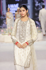 Gauhar Off White Straight Embroidered Yoke Kurta And Straight Pant With Embroidered Dupatta