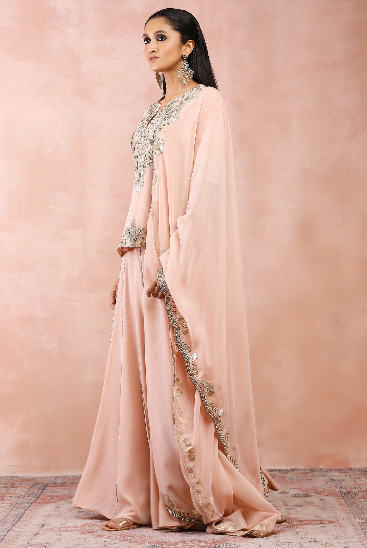 ROSE PINK BAGH EMBROIDERED KURTA WITH SHARARA AND DUPATTA