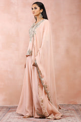 ROSE PINK BAGH EMBROIDERED KURTA WITH SHARARA AND DUPATTA