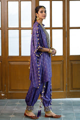 Razia Purple Embroidered Kaftan And Salwar