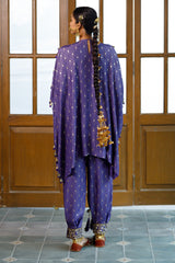 Razia Purple Embroidered Kaftan And Salwar