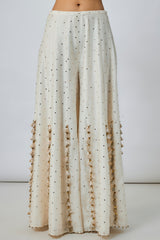 Off White Embroidered Kurta And Sharara With Embroidered Dupatta