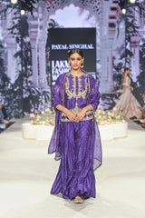 Fatima Purple Embroidered Kurta And Frill Sharara With Dupatta