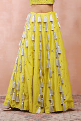Yellow Embroidered Choli And Lehenga With Dupatta