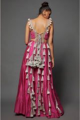 PINK EMBROIDERED CHOLI WITH LEHENGA & DUPATTA