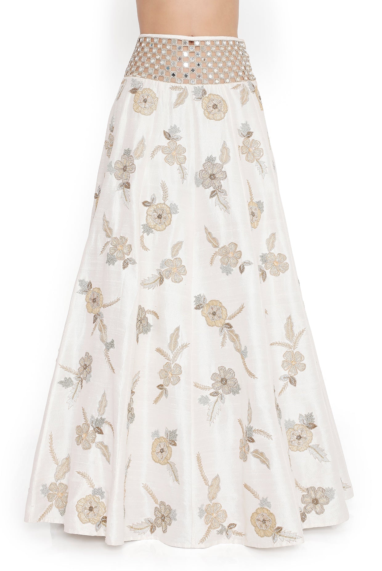 Off-White Embroidered Choli And Lehenga With Embroidered Dupatta