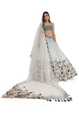 Ivory Embroidered Choli And Embroidered Lehenga With Dupatta