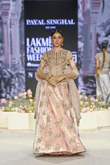 Faizah Blush Pink Embroidered Back Tie-Up Choli With Lehenga And Embroidered Dupatta
