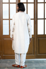 Off White Embroidered Kurta With Pant