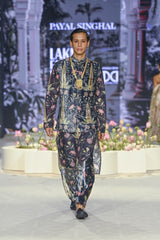 Black Forest Whisper Printed Embroidered Bandi And Kurta With Patiala Salwar