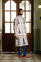 Blue Embroidered Forest Whisper Printed Bandi And Printed Kurta With Churidar