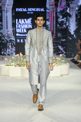 Grey Embroidered Sherwani With Pant
