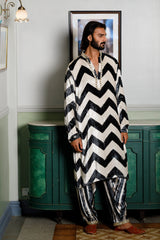 Chevron Printed Embroidered Kurta And Salwar