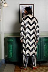 Chevron Printed Embroidered Kurta And Salwar