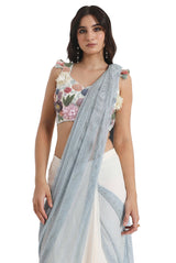 Off-White Embroidered Choli With Saree