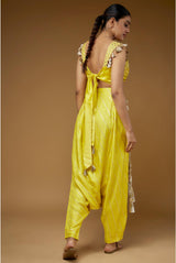 LIME EMBROIDERED CORSET TOP WITH LOW-CROTCH PANT