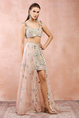 ROSE PINK EMBROIDERD CHOLI WITH SKIRT
