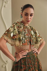 Earthy Cape Embellished Lehenga