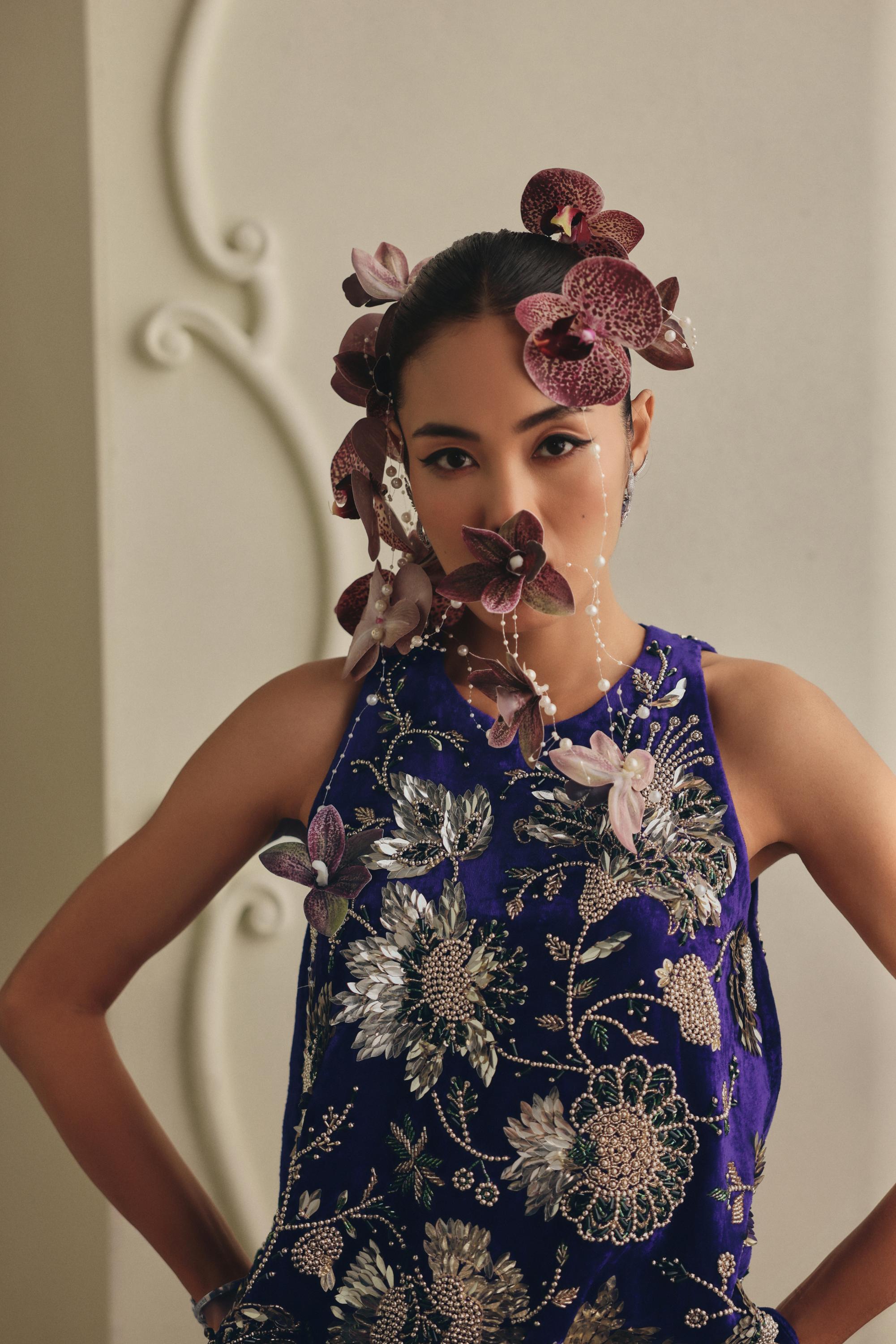 Velvet Bloom Mini Dress