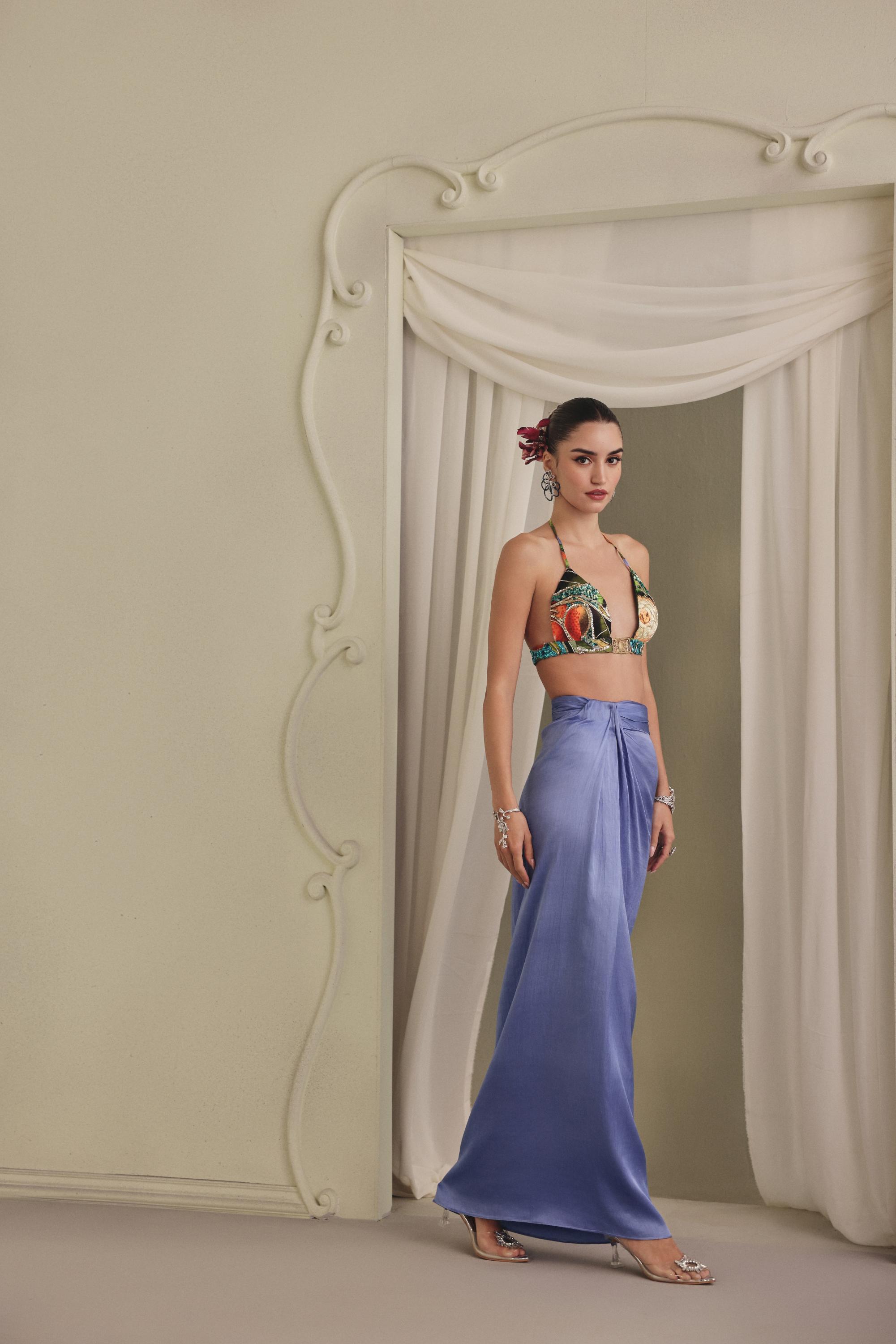 Azure Drape Bustier Set